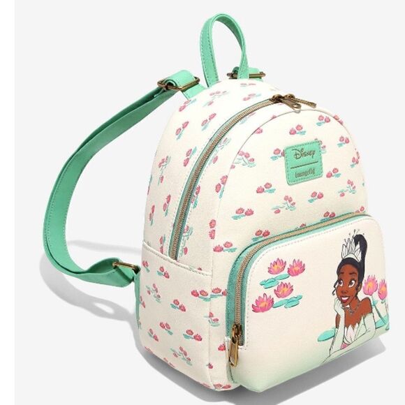 👑🐸Loungefly The Princess & The Frog Tiana Water Lilies Mini Backpack - Picture 2 of 4